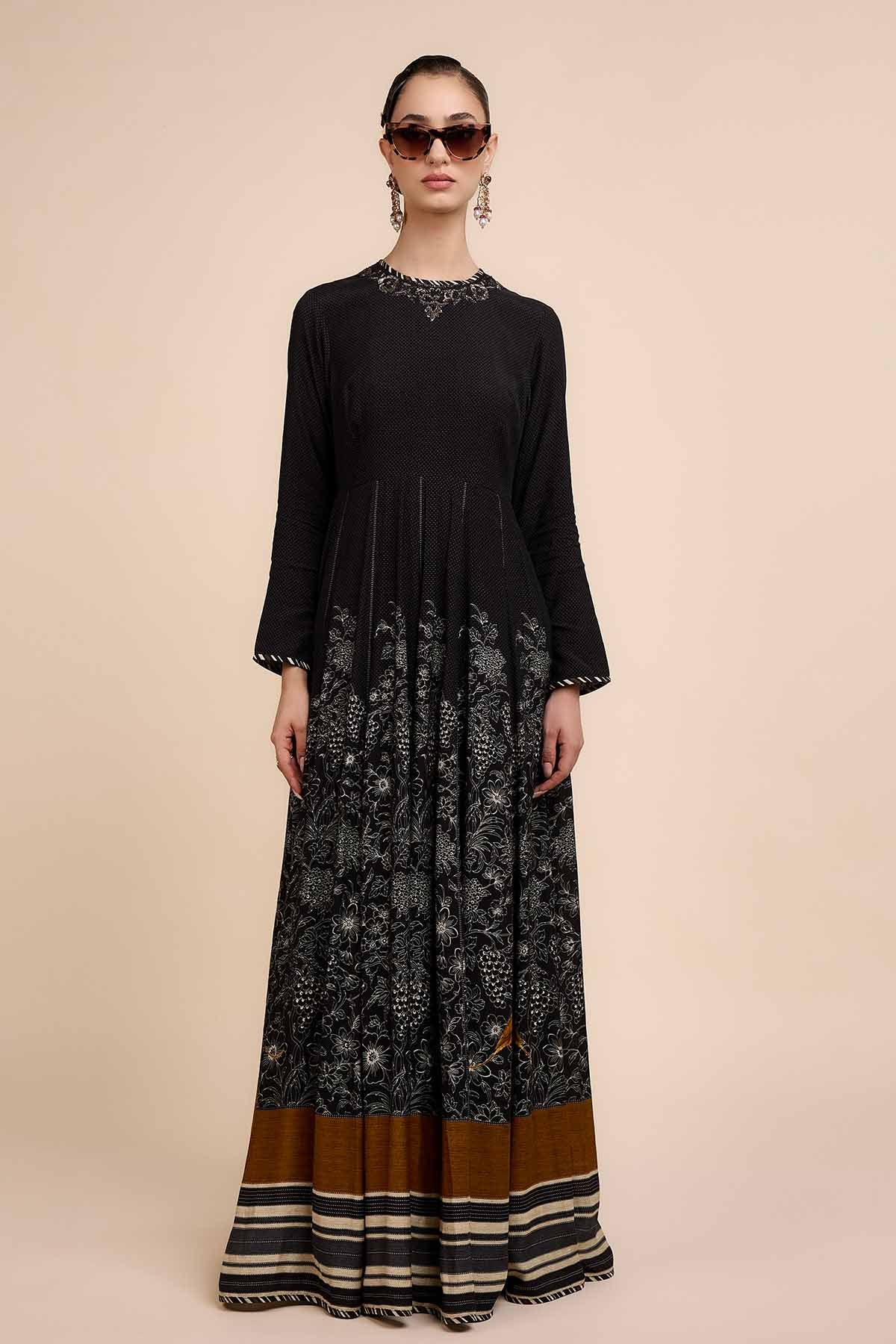 JJV.Kapurthala By JJ Valaya Noir Ochre Anarkali Indian designer wear online shopping melange singapore 