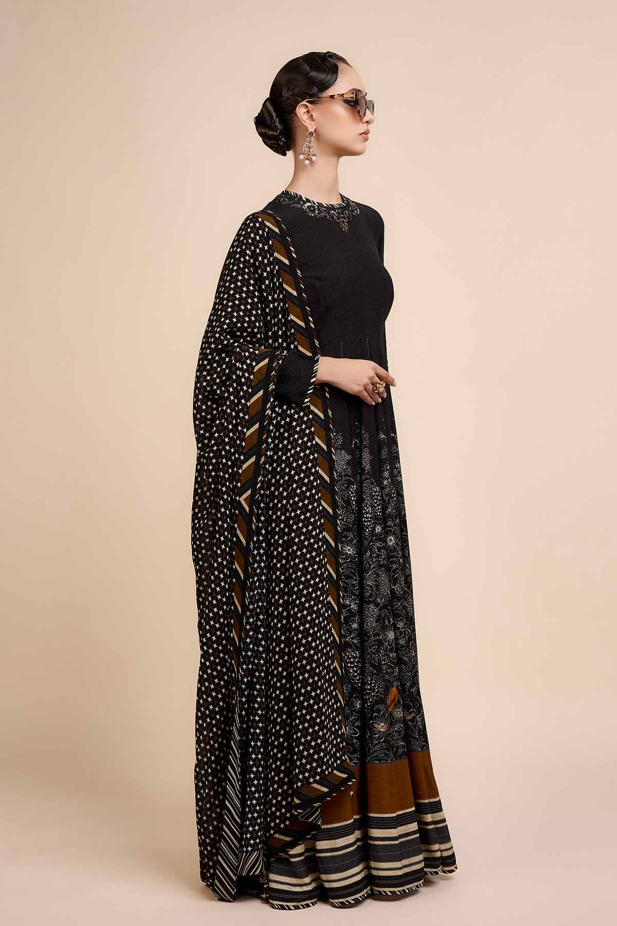 JJV.Kapurthala By JJ Valaya Noir Ochre Anarkali Indian designer wear online shopping melange singapore 
