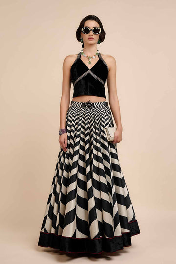 JJV.Kapurthala By JJ Valaya Noir Velvet Top Indian designer wear online shopping melange singapore 