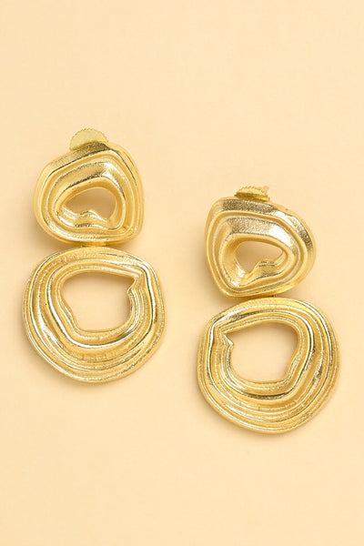 Joules by Radhika Gold Groove Drop Earrings Jewellery indian designer wear online shopping melange singapore