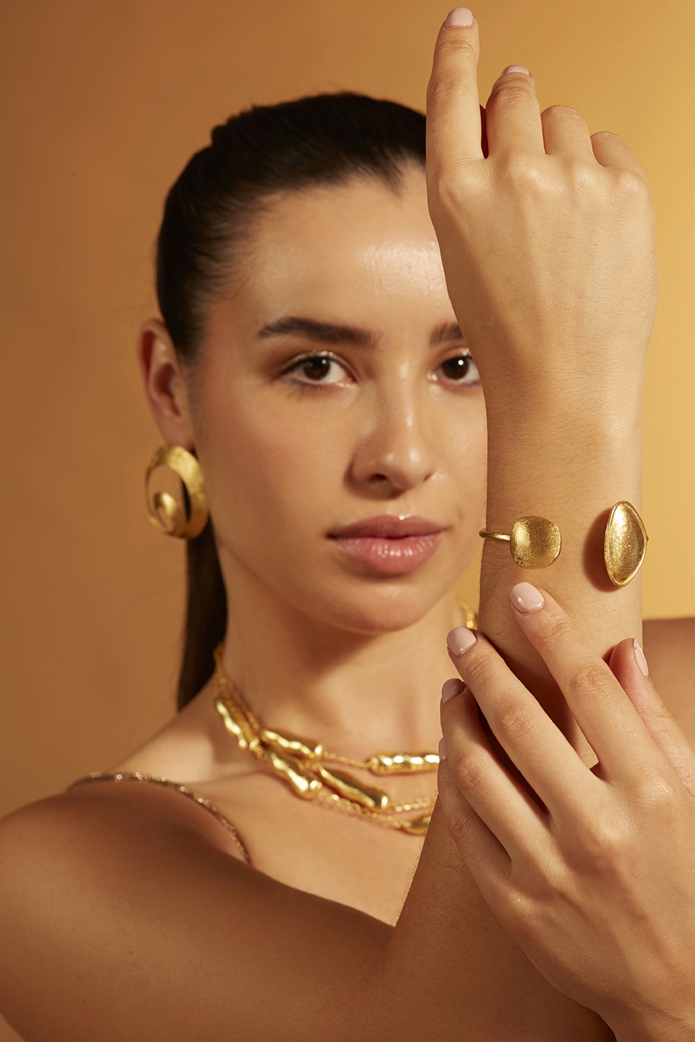 Joules by Radhika Gold Open Bangle Jewellery indian designer wear online shopping melange singapore