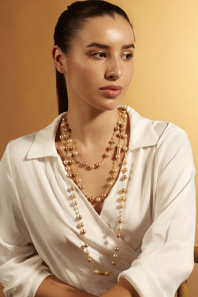 Joules by Radhika Gold Pearl Beaded Sautoir Jewellery indian designer wear online shopping melange singapore