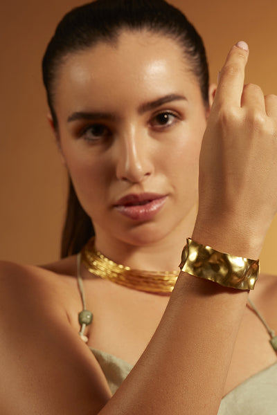 Joules by Radhika Gold Wave Open Cuff Jewellery indian designer wear online shopping melange singapore