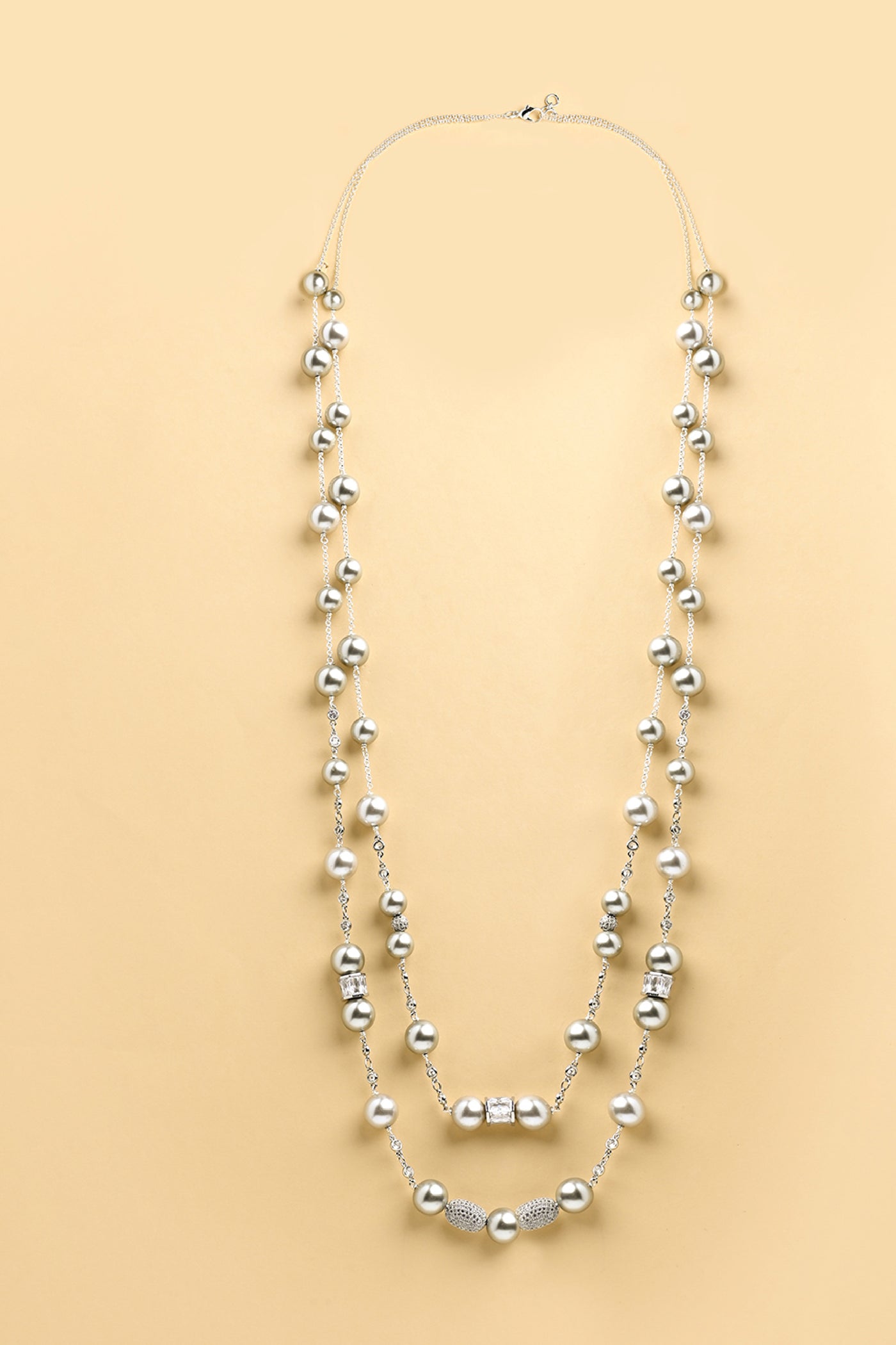 Joules by Radhika Grey Pearl Diamante Stud Sautoir Jewellery indian designer wear online shopping melange singapore