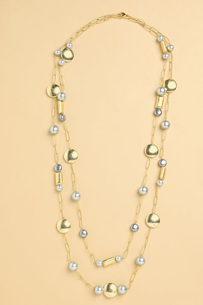 Joules by Radhika Grey Pearl Gold Bean Sautoir Jewellery indian designer wear online shopping melange singapore