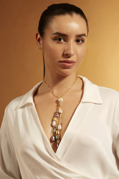 Joules by Radhika Pearl Rain Lariat Necklace Jewellery indian designer wear online shopping melange singapore