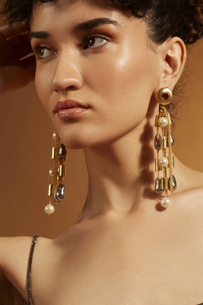 Joules by Radhika Pearl Shower Drop Earrings Jewellery indian designer wear online shopping melange singapore