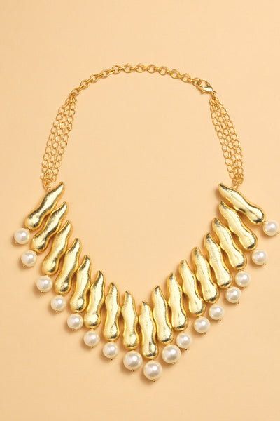 Joules by Radhika Pearl And Chunklets Collar Bib Jewellery indian designer wear online shopping melange singapore