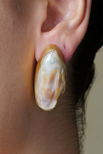 Joules by Radhika Aurora Shell Stud Earrings indian designer wear online shopping melange singapore 