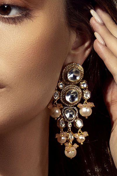 Joules by Radhika Baroque Pearl And Polki Earring indian designer wear online shopping melange singapore