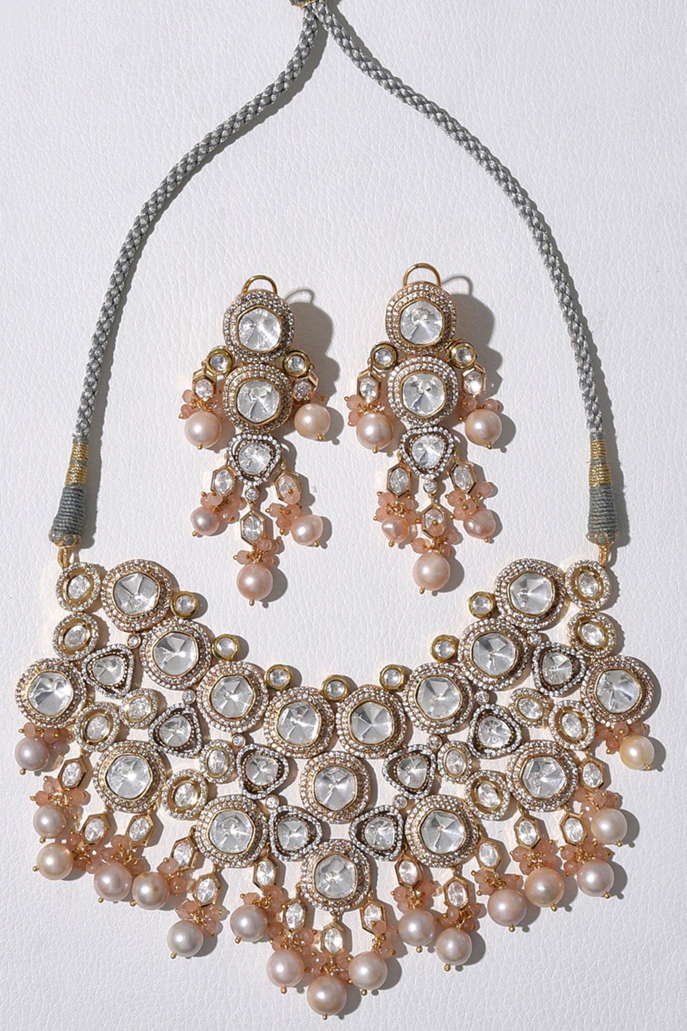 Joules by RadhikaBaroque Pearl And Polki Necklace Set jewellery indian designer wear online shopping melange singapore