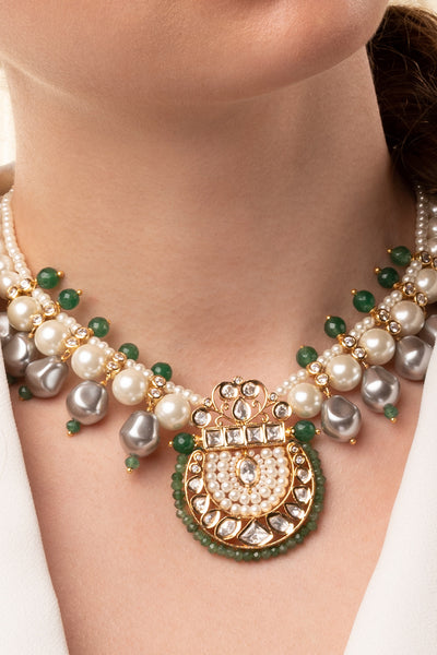 Joules by Radhika Bespoke Necklace With Pearls & Agate jewellery indian designer wear online shopping melange singapore