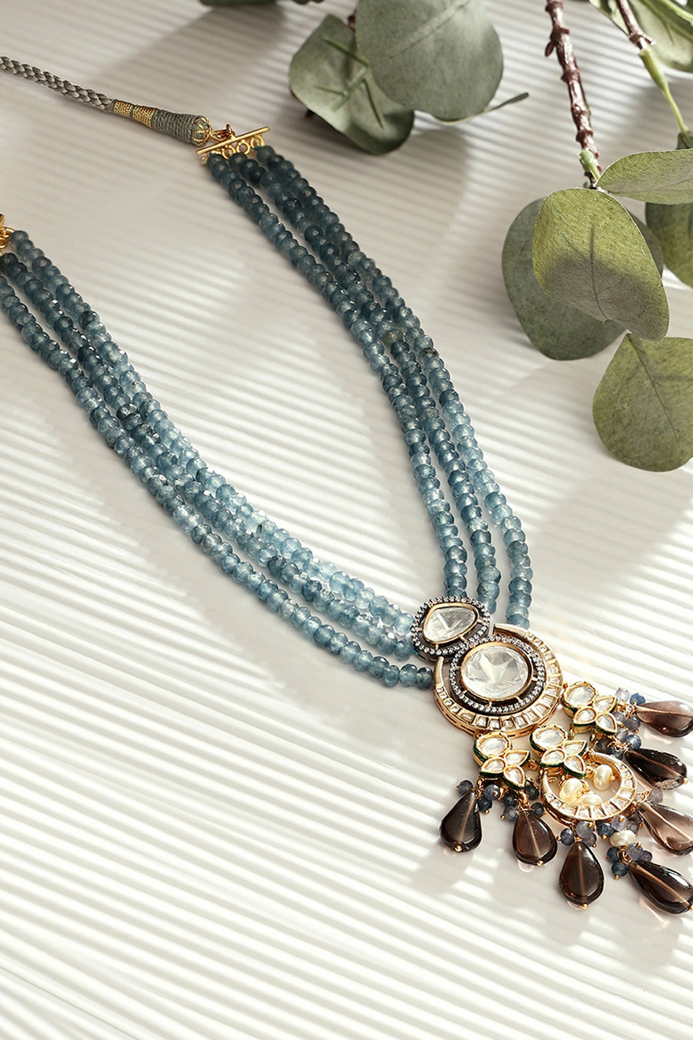 Joules by Radhika Blue And Smoky Antique Gold Necklace jewellery indian designer wear online shopping melange singapore