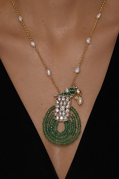 Joules by Radhika Charming Parrot Polki Necklace indian designer wear online shopping melange singapore