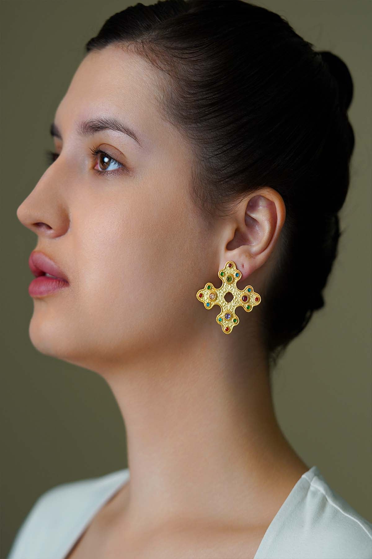 Joules by Radhika Chroma Flair Stud Earrings indian designer wear online shopping melange singapore 