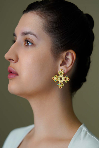 Joules by Radhika Chroma Flair Stud Earrings indian designer wear online shopping melange singapore 
