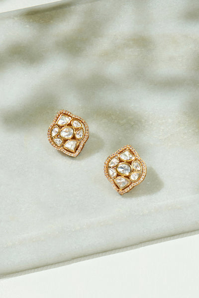 Joules by Radhika Classic Gold Kundan Polki Studs jewellery indian designer wear online shopping melange singapore