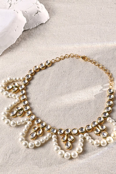 oules by Radhika Classic Pearl & Polki Necklace jewellery indian designer wear online shopping melange singapore