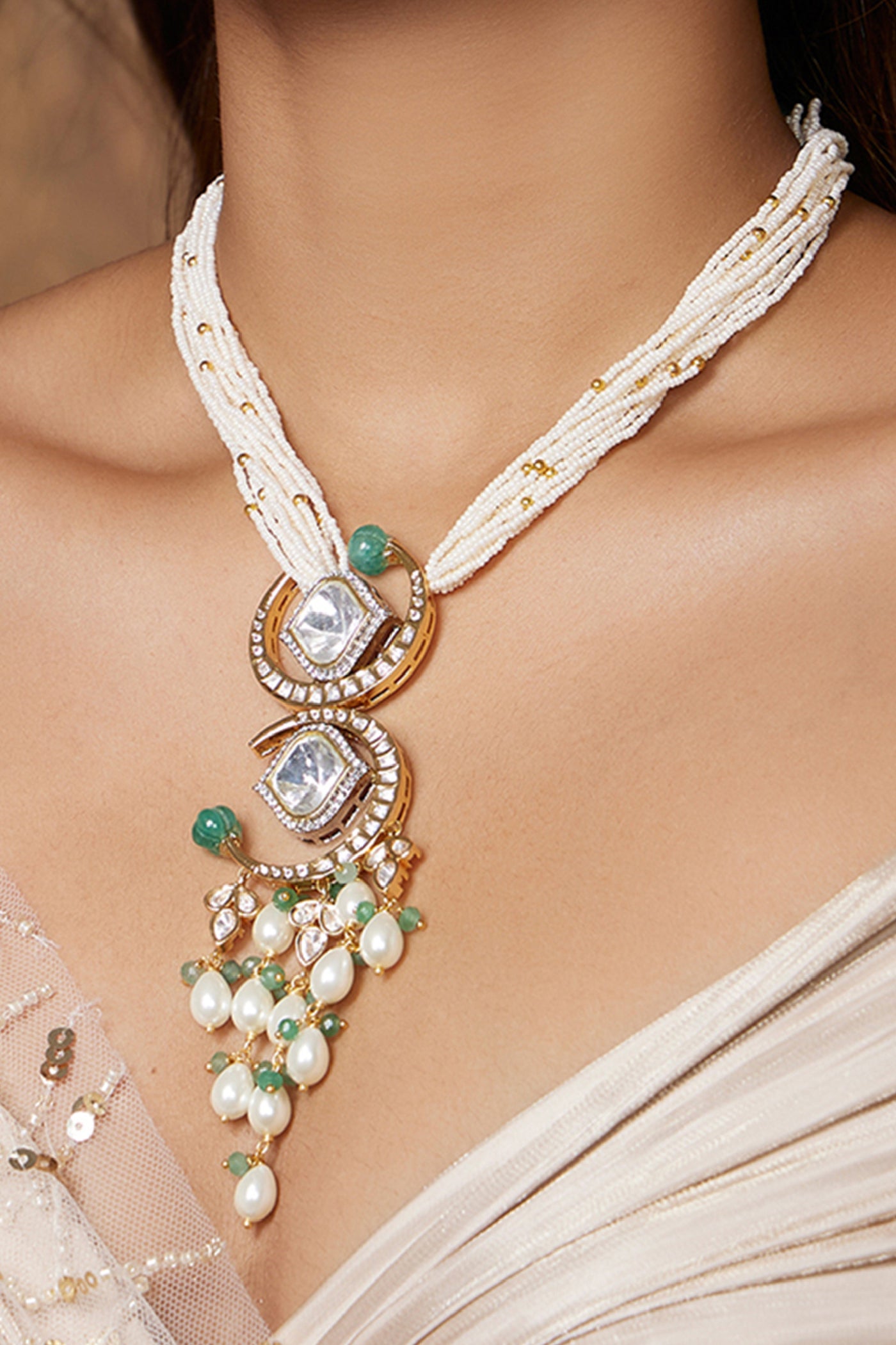 Joules by Radhika Classic Pearls Kundan Polki Necklace jewellery indian designer wear online shopping melange singapore