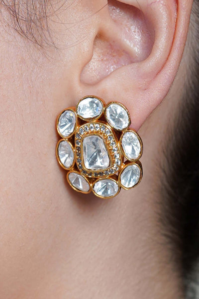 Joules by Radhika Crown Petal Polki Stud Earrings indian designer wear online shopping melange singapore 