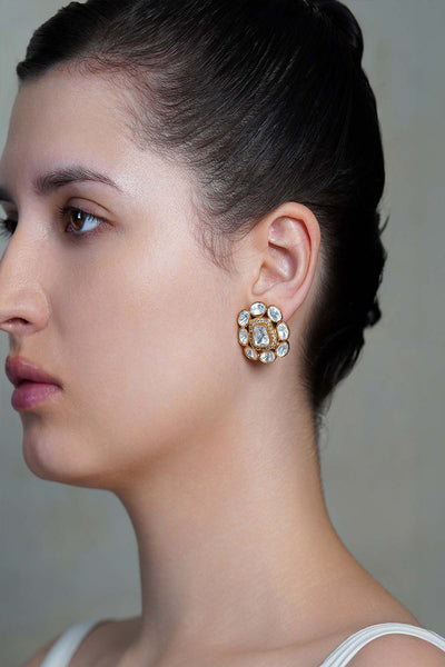 Joules by Radhika Crown Petal Polki Stud Earrings indian designer wear online shopping melange singapore 