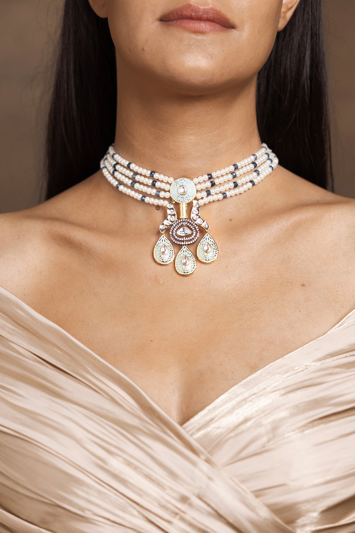 Joules by Radhika Elegant White Choker indian designer wear online shopping melange singapore