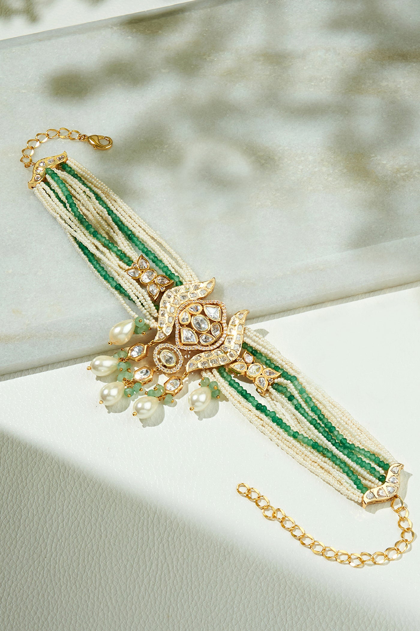 Joules by Radhika Elegant White & Green Necklace jewellery indian designer wear online shopping melange singapore