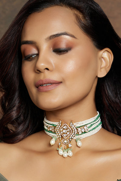Joules by Radhika Elegant White & Green Necklace jewellery indian designer wear online shopping melange singapore