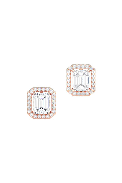 Joules by Radhika Emerald Cut Diamond Rose Studs indian designer wear online shopping melange singapore