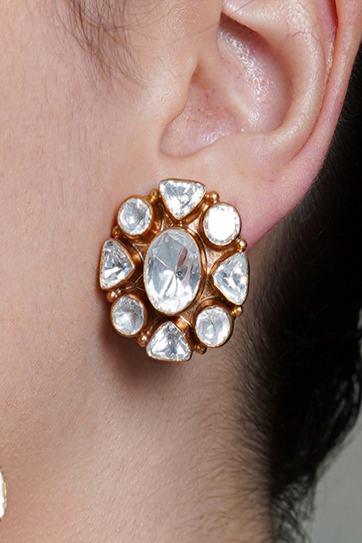 Joules by Radhika Glimmer Nest Kundan Stud Earrings designer wear online shopping melange singapore 