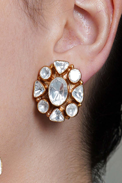 Joules by Radhika Glimmer Nest Kundan Stud Earrings designer wear online shopping melange singapore 