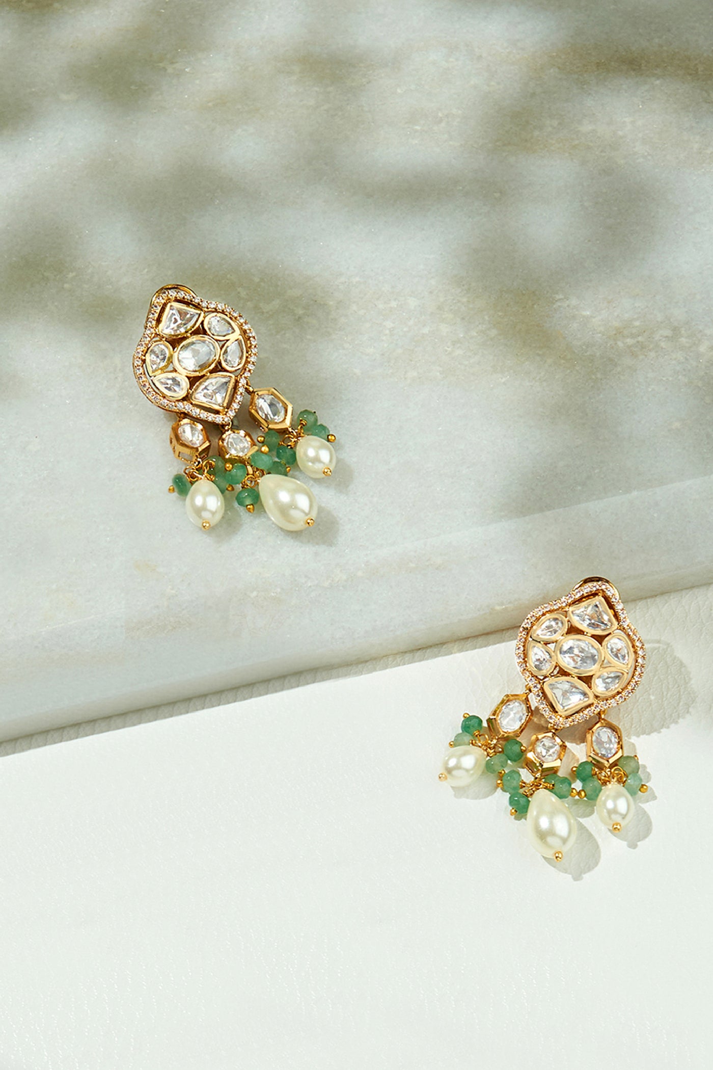 Joules by Radhika Gold Kundan Polki Danglers jewellery indian designer wear online shopping melange singapore