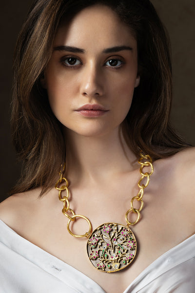 Joules by Radhika Gold Tone Bespoke Pendant Necklace jewellery indian designer wear online shopping melange singapore