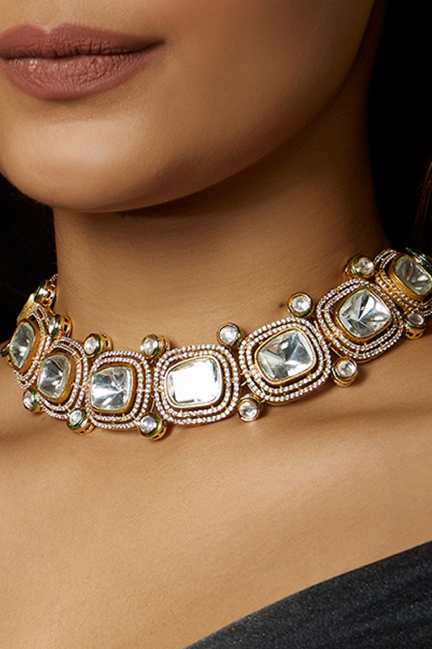  Joules by Radhika Gold Tone Polki Necklace jewellery indian designer wear online shopping melange singapore