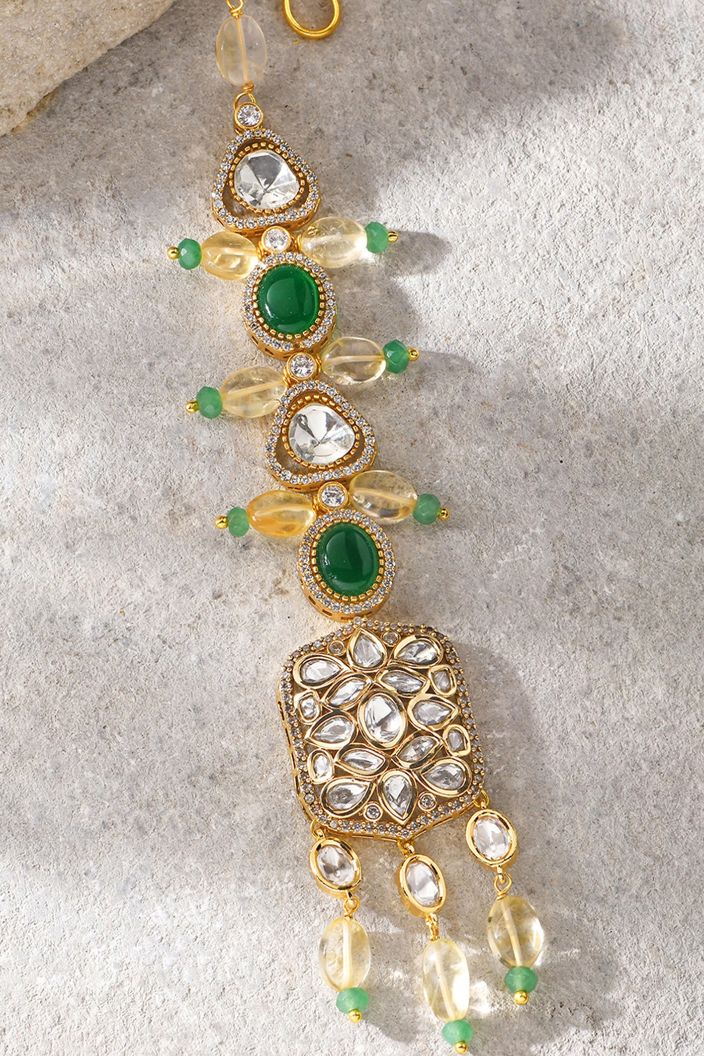 Joules by Radhika Gold Toned Polki Maangtikka jewellery indian designer wear online shopping melange singapore