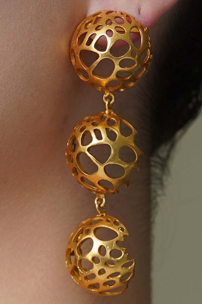 Joules by Radhika Golden Hive Dangler Earrings indian designer wear online shopping melange singapore 