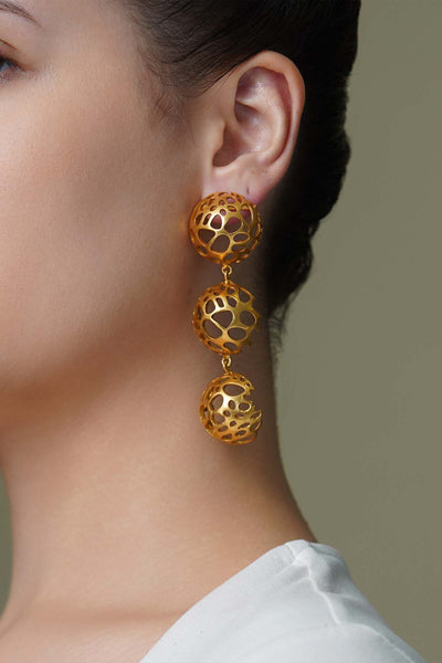 Joules by Radhika Golden Hive Dangler Earrings indian designer wear online shopping melange singapore 