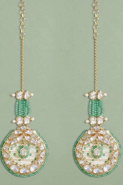 Joules by Radhika Green Jade Stone Studded Drop Earrings indian designer wear online shopping melange singapore