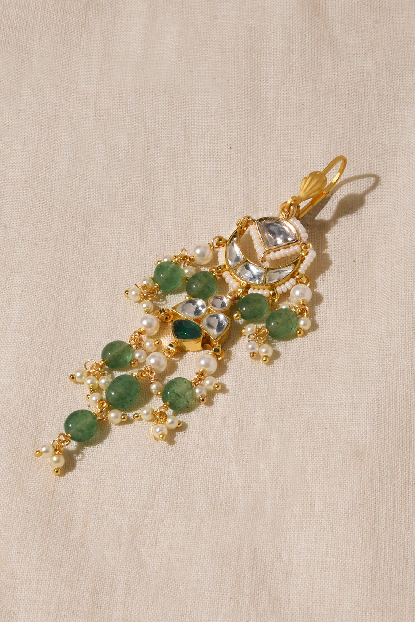 Joules by Radhika Green Kundan Dangler Earrings indian designer wear online shopping melange singapore