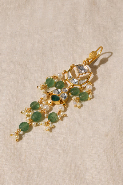Joules by Radhika Green Kundan Dangler Earrings indian designer wear online shopping melange singapore