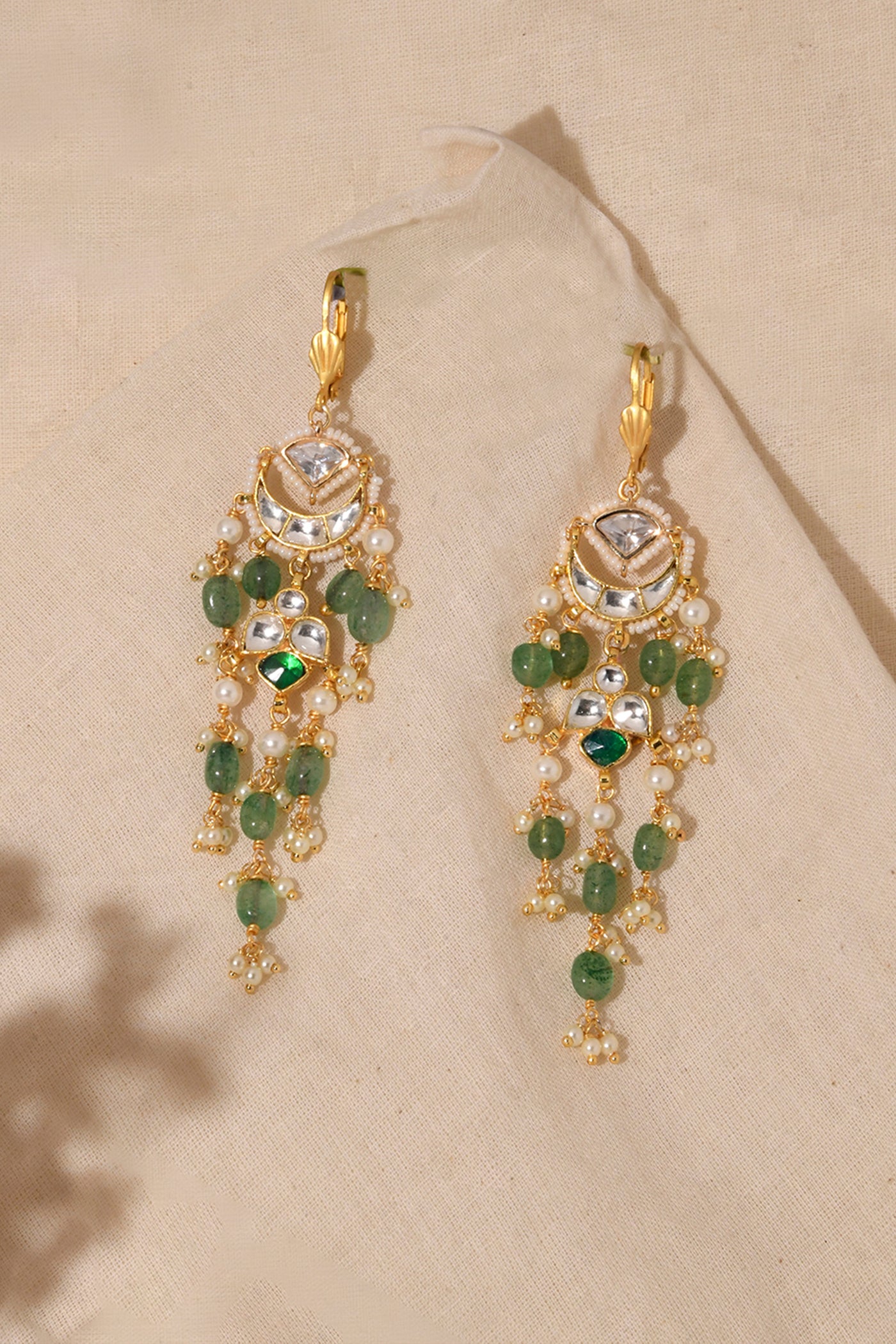 Joules by Radhika Green Kundan Dangler Earrings indian designer wear online shopping melange singapore