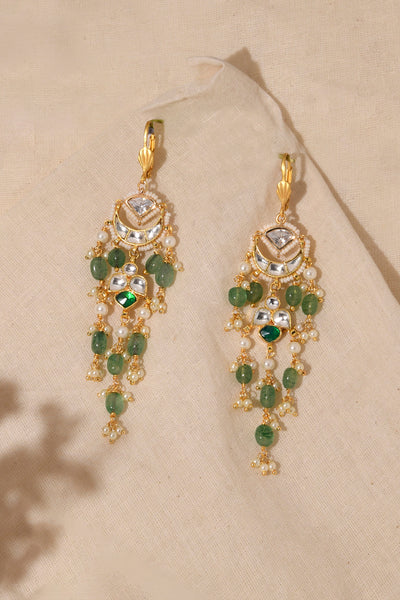 Joules by Radhika Green Kundan Dangler Earrings indian designer wear online shopping melange singapore