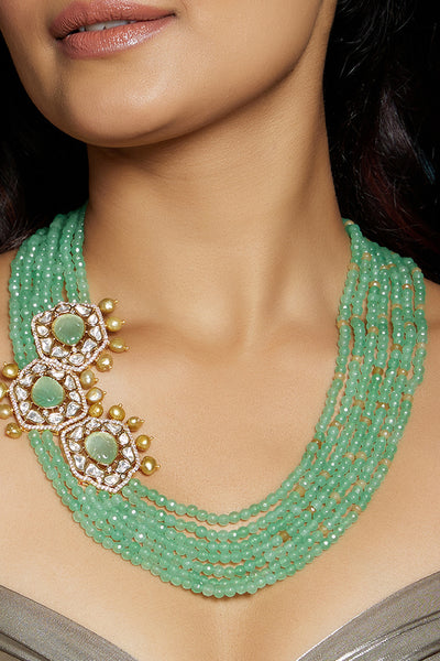 Joules by Radhika Green Layered Broach Necklace jewellery indian designer wear online shopping melange singapore