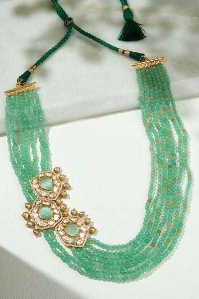 Joules by Radhika Green Layered Broach Necklace jewellery indian designer wear online shopping melange singapore