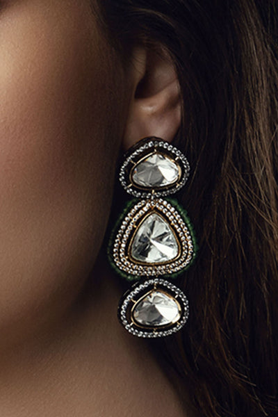 Joules by Radhika Green Polki Earring indian designer wear online shopping melange singapore