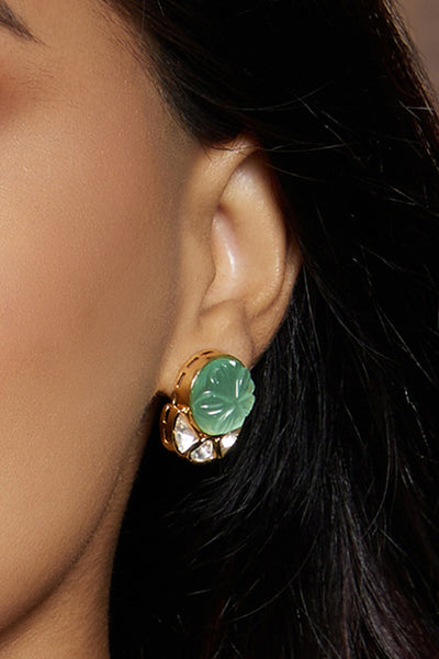 Joules by Radhika Green Polki Studs jewellery indian designer wear online shopping melange singapore