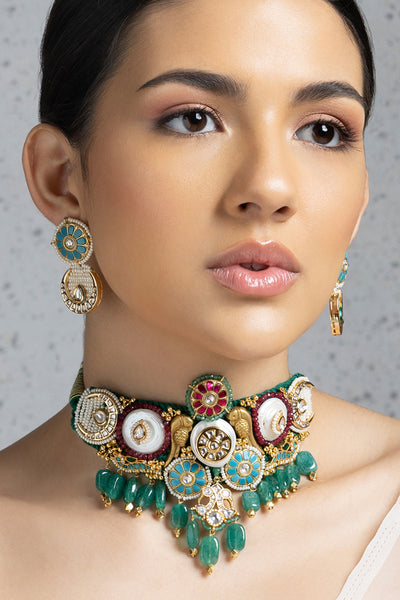 Joules by Radhika Heritage Multi Stones Choker jewellery indian designer wear online shopping melange singapore