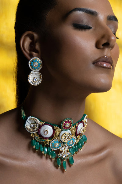 Joules by Radhika Heritage Multi Stones Choker jewellery indian designer wear online shopping melange singapore