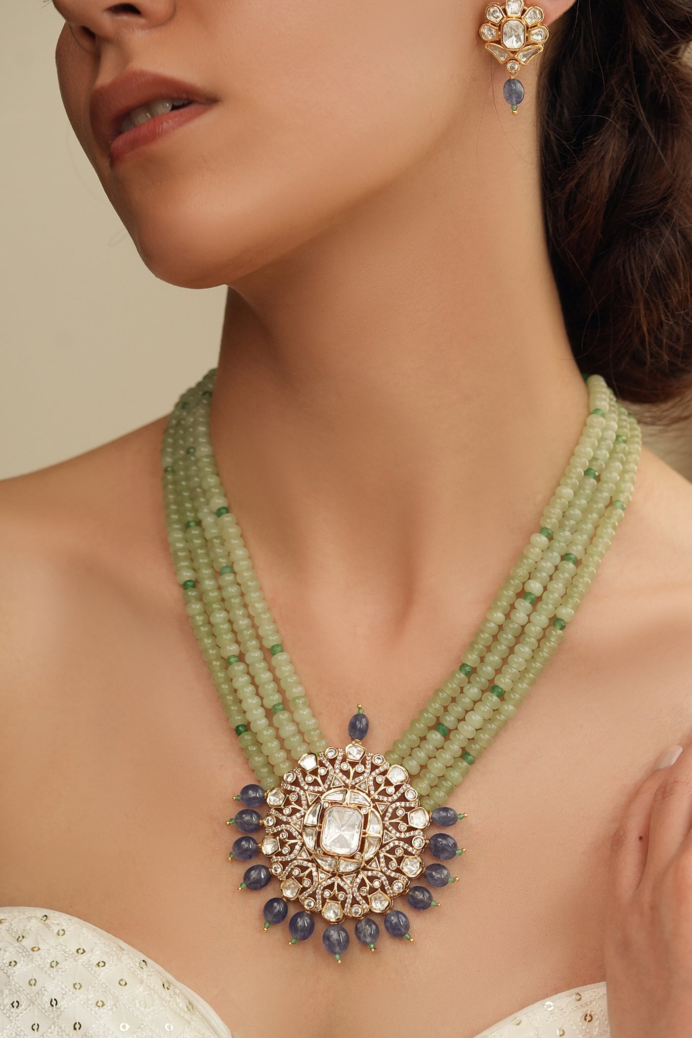 Joules by Radhika Jade Essence Polki Necklace Set indian designer wear online shopping melange singapore