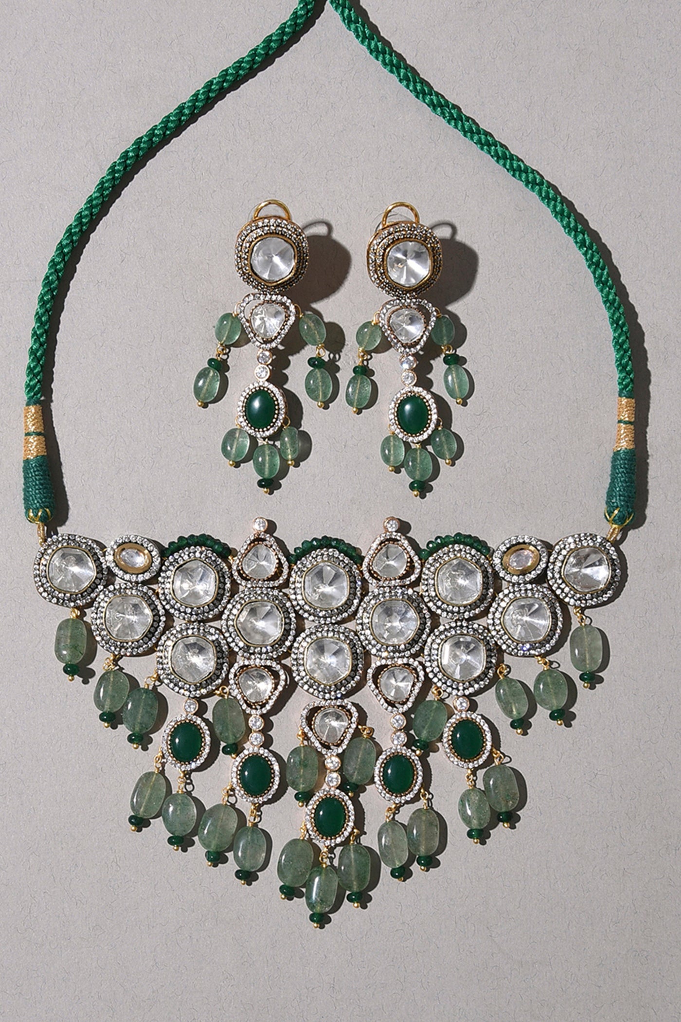 Joules by Radhika Jade Tumbles And Polki Bridal Necklace Set jewellery indian designer wear online shopping melange singapore